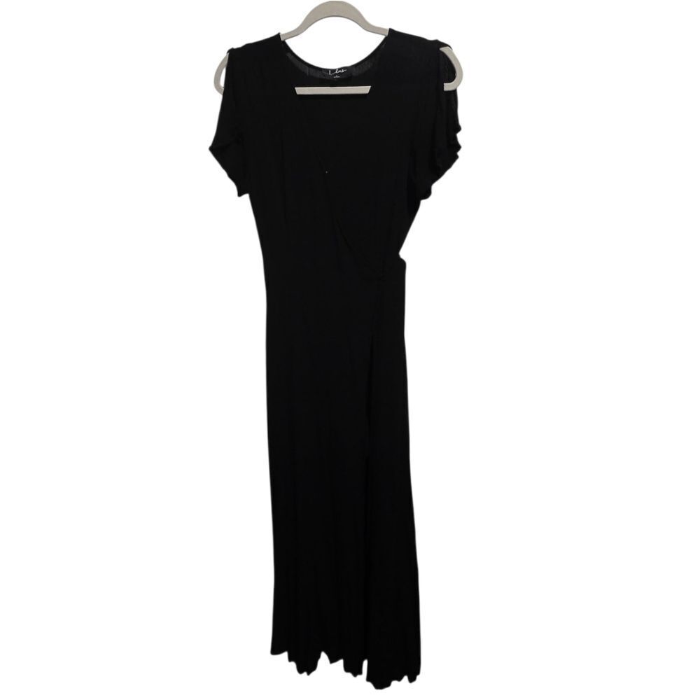 Lulu's Black Crape Wrap Maxi Dress